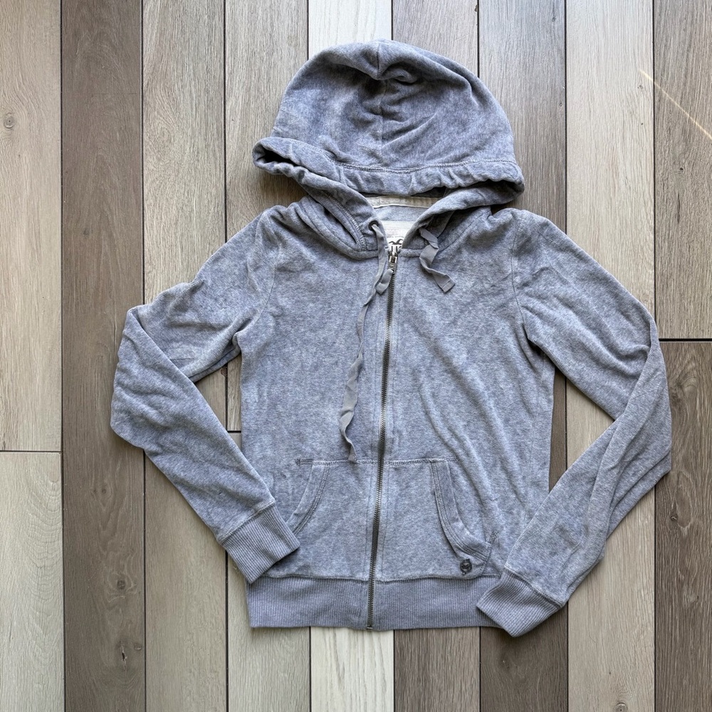Hollister Light Gray Zip-Up Hoodie